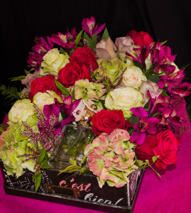 Flowers in a box to present a gift